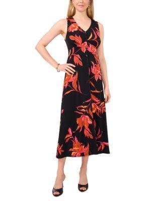 Msk Womens V-Neck Sleeveless Jersey Midi Dress Product Image