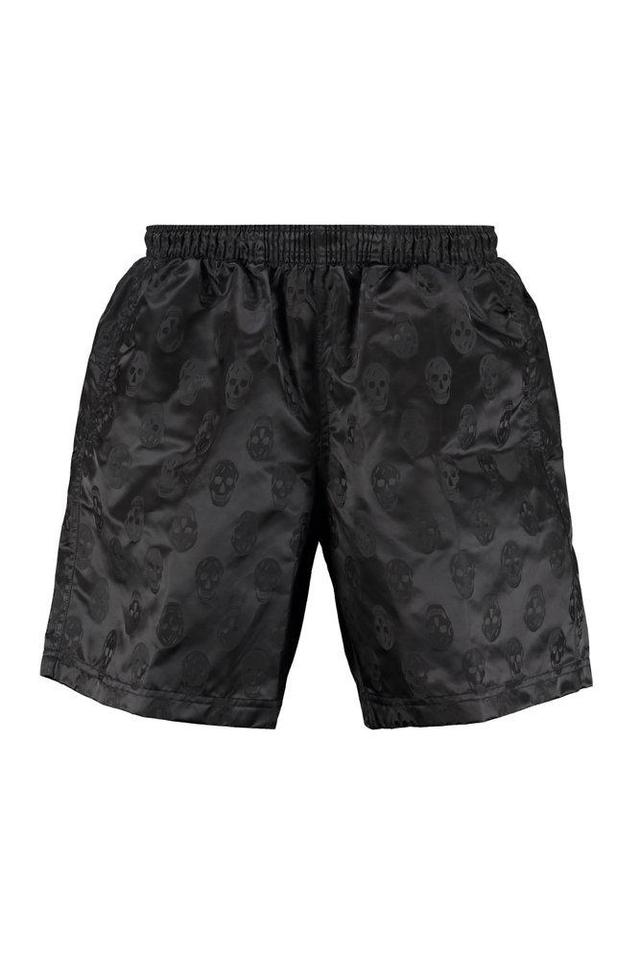 Skull Monogram Straight Leg Swim Shorts In Black Product Image