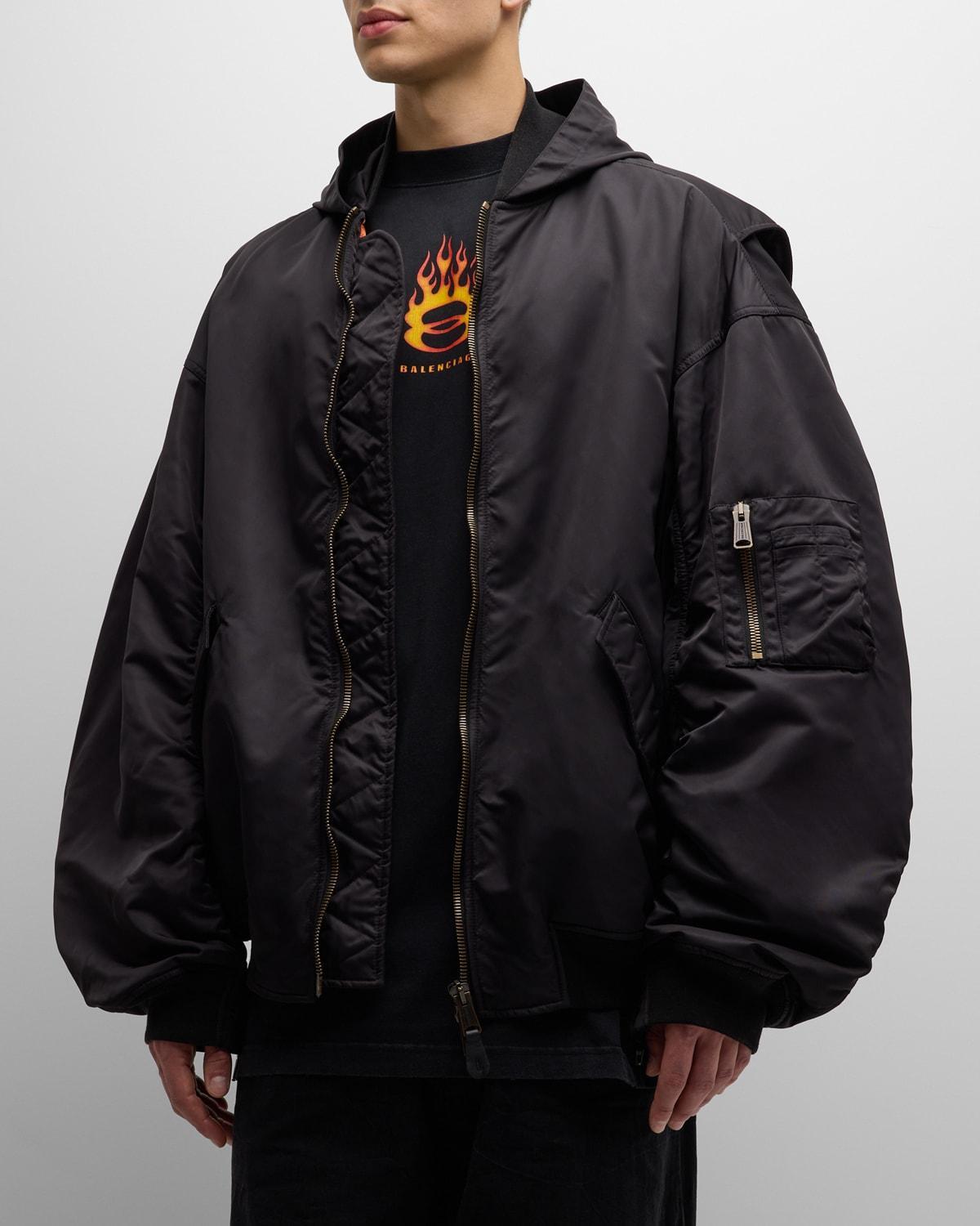 Mens Light Hooded Bomber Jacket Product Image