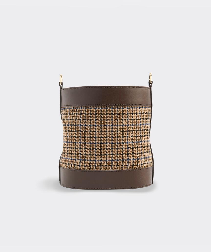 Tweed Leather Trim Crossbody Bucket Bag Product Image