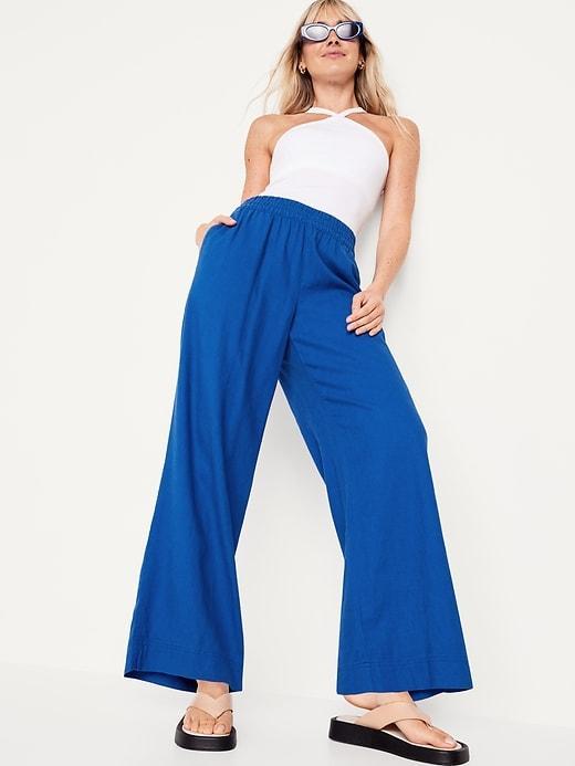 High-Waisted Linen-Blend Wide-Leg Pants product image