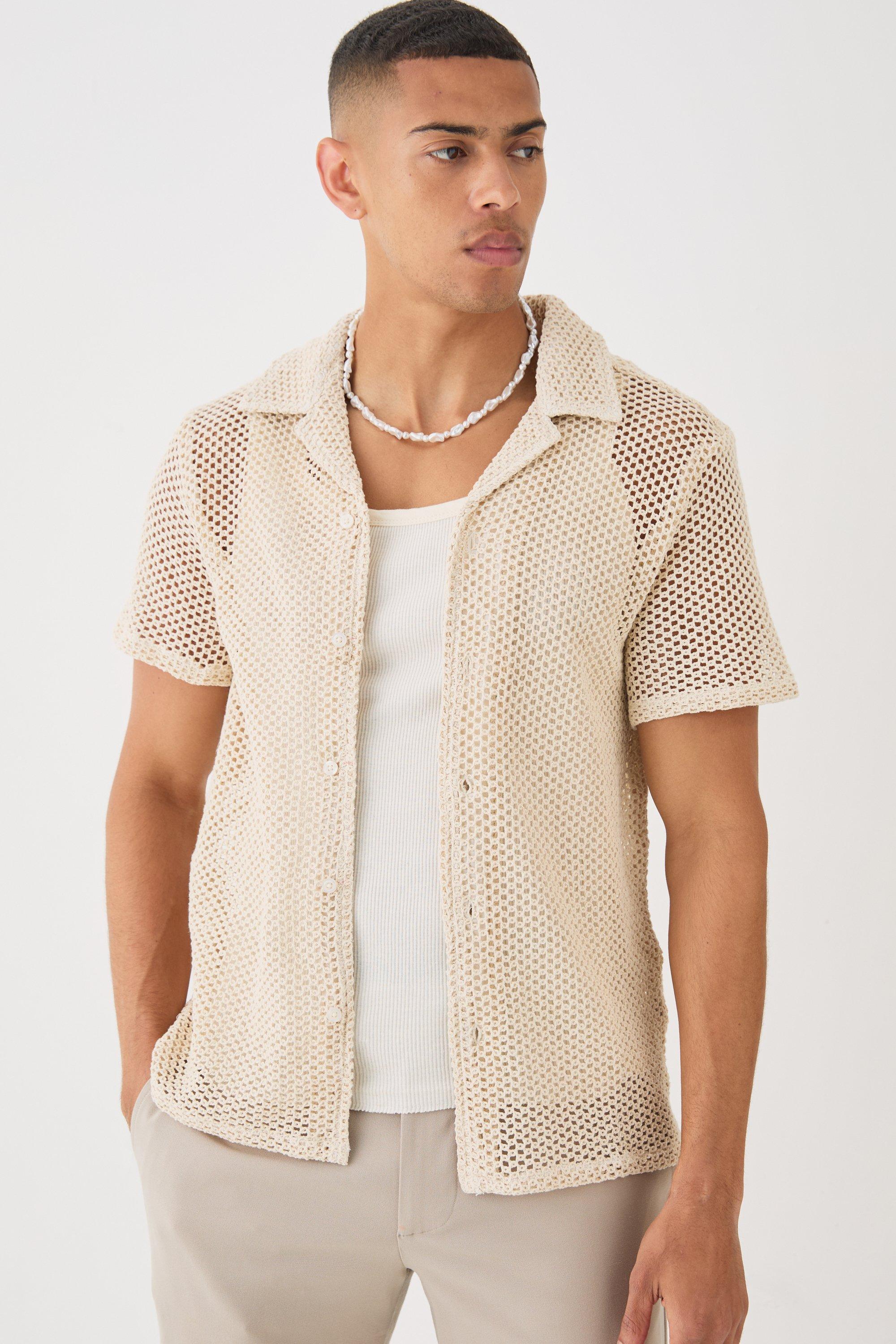 Boxy Open Stitch Shirt | boohooMAN USA Product Image