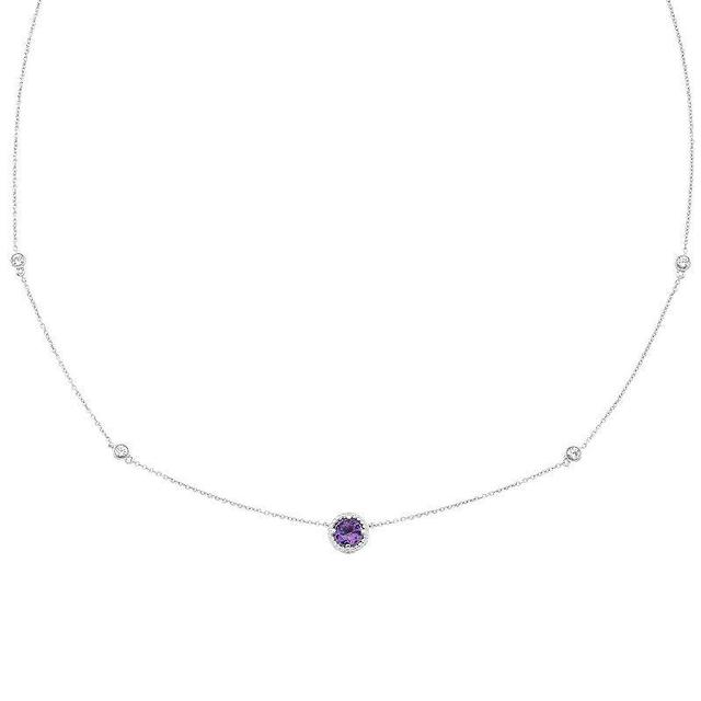 Boston Bay Diamonds Sterling Silver Genuine Amethyst & Lab-Grown White Sapphire Necklace, Womens Purple Product Image