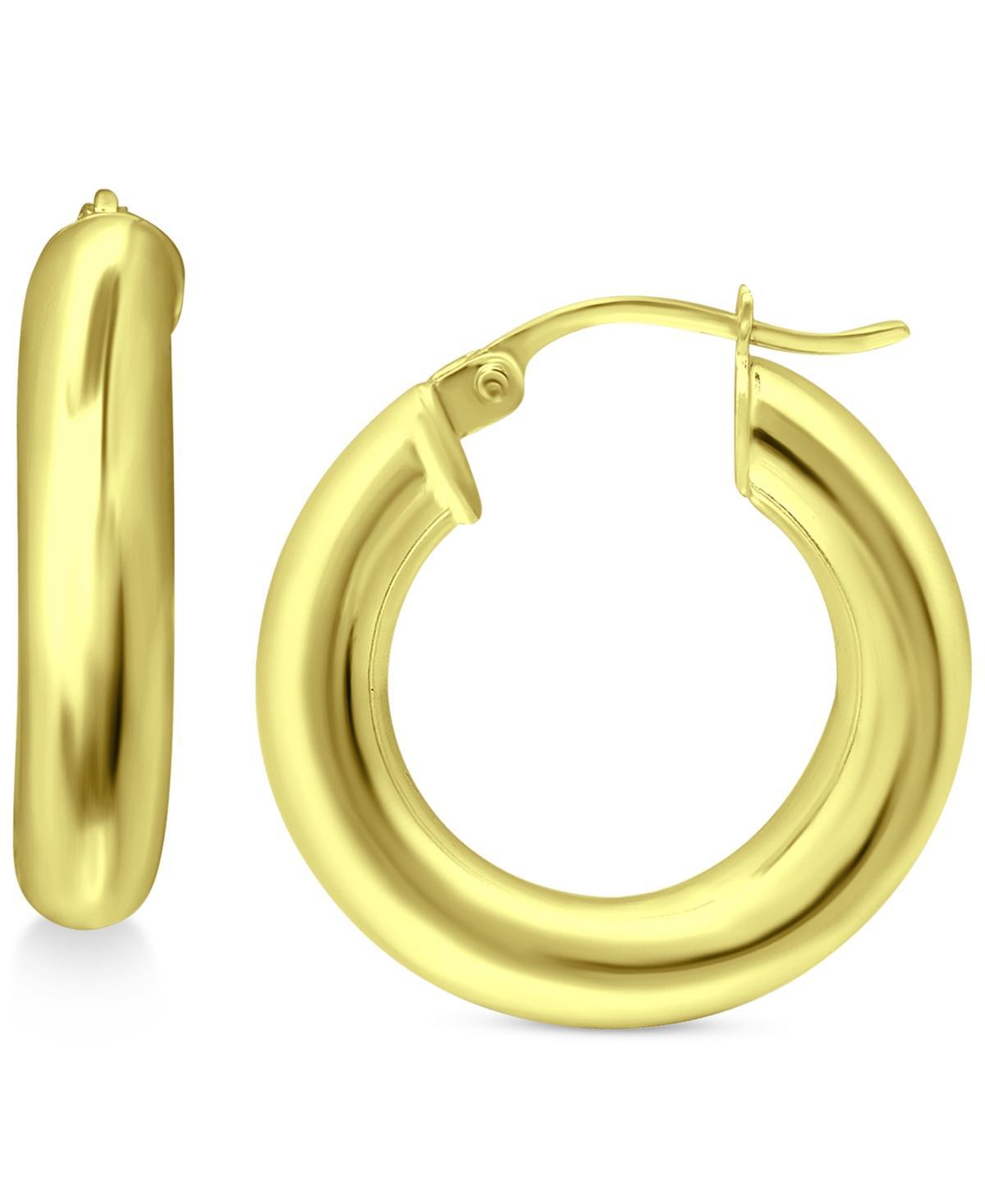 Aleure Precioso Sterling Silver Tube Hoop Earrings, Womens Gold Tone Product Image