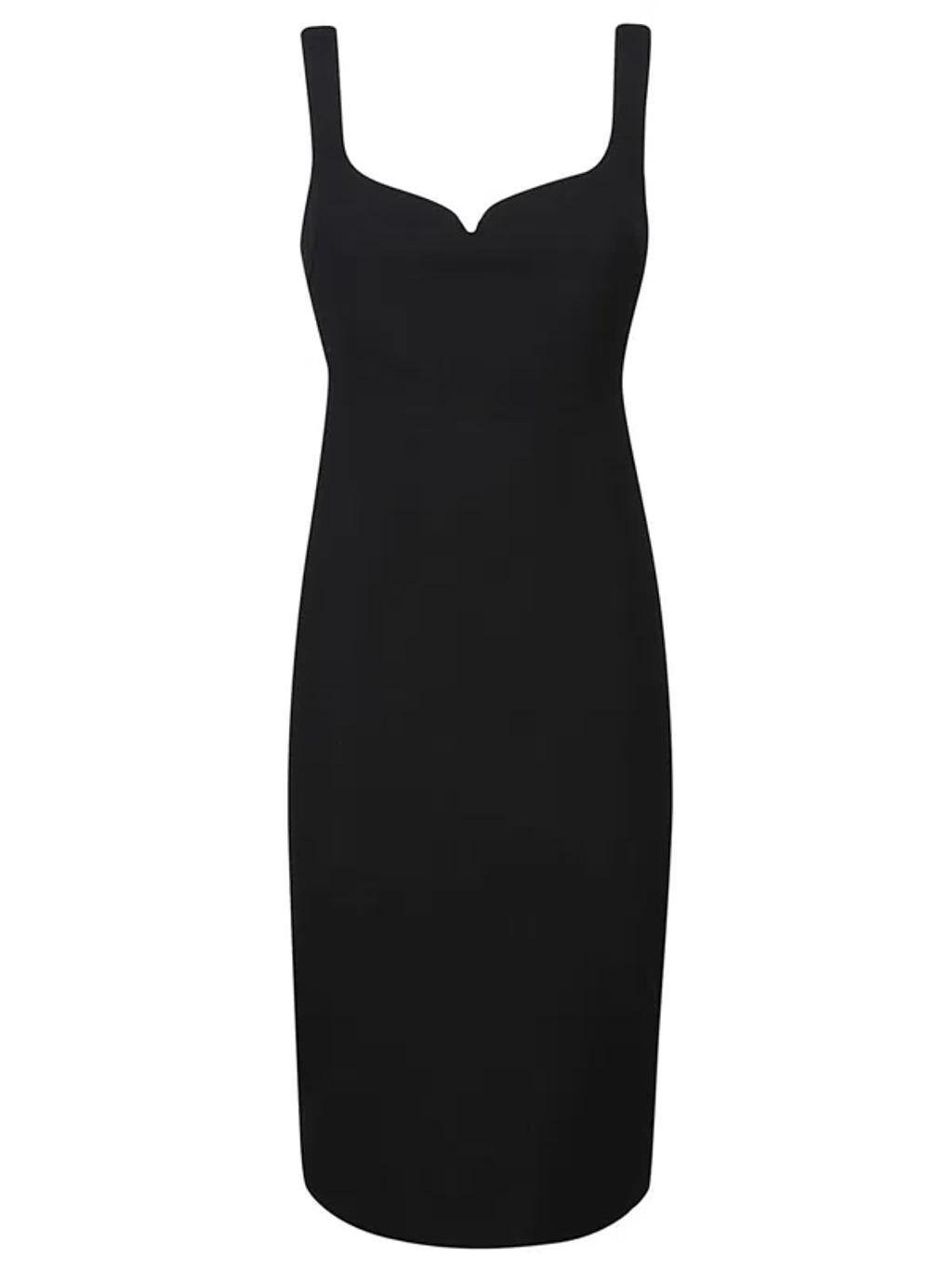 Crepe Midi Dress In Black Product Image