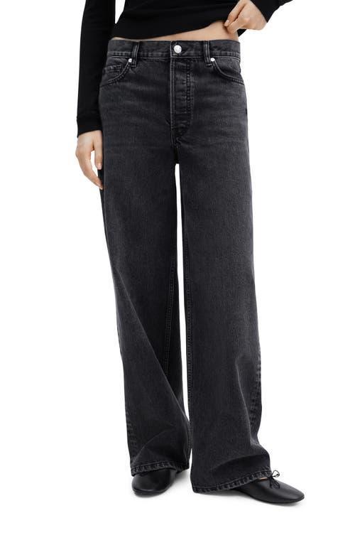 MANGO - Wideleg mid-rise jeans black denimWomen Product Image