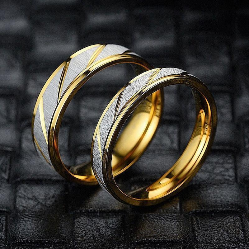 Couple Matching Two Tone Matte Ring Product Image