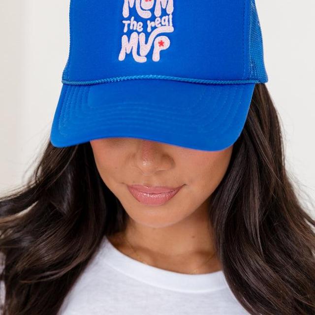 Mom The Real MVP Blue Trucker Hat FINAL SALE Product Image