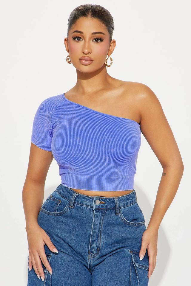 Sammie Washed One Shoulder Top - Blue Product Image