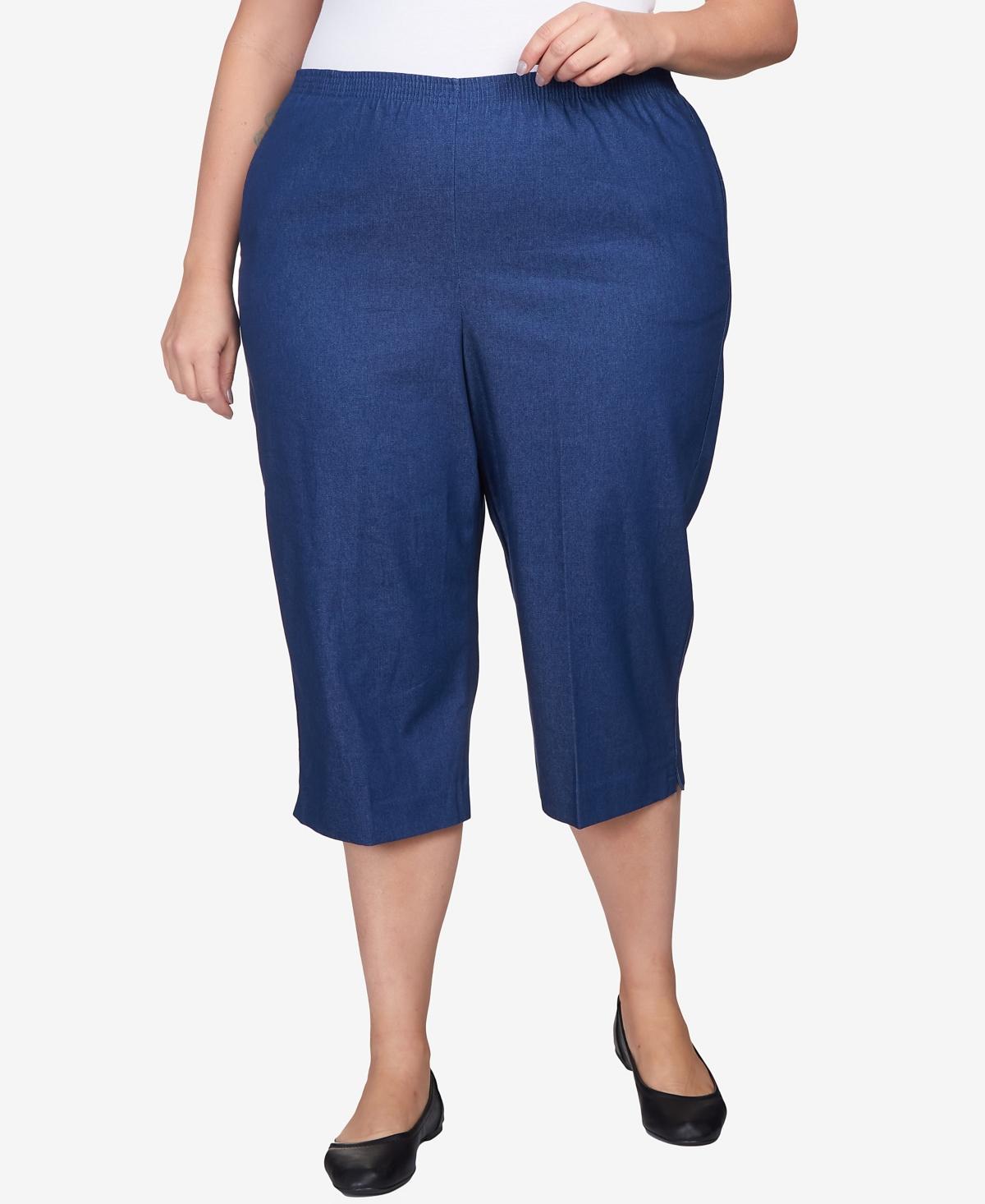 Plus Size Alfred Dunner Pull-On Denim Capri Pants, Womens Product Image