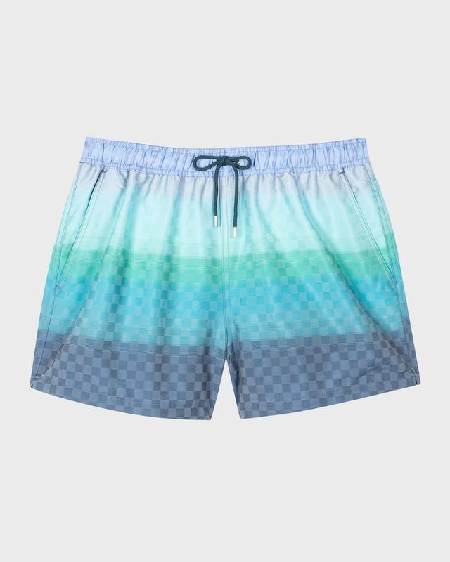 Mens Checkered Degrade Swim Trunks Product Image