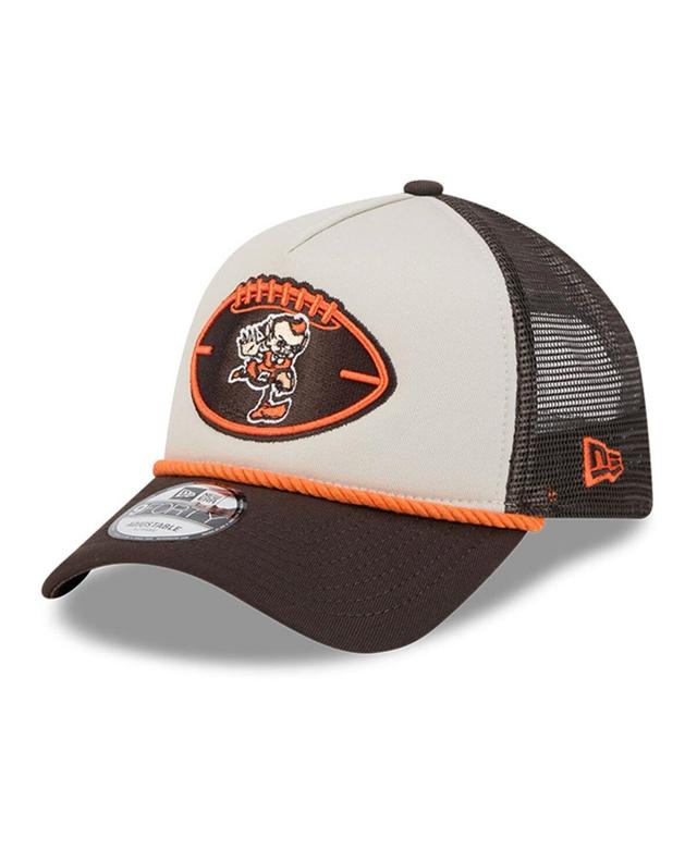 New Era Mens Stone Cleveland Browns 2024 Sideline Historic 9FORTY A-Frame Trucker Adjustable Hat - Stone, Brown Product Image