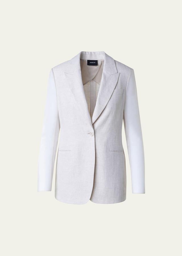 Tiziano Linen Blazer Jacket with Organza Sleeves Product Image