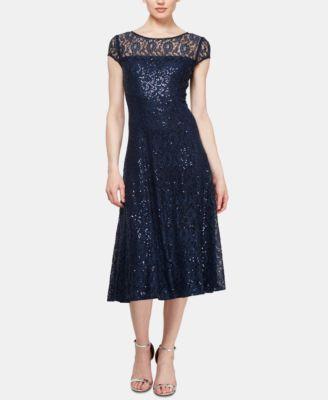 SL FASHIONS Sequin Lace Midi Dress Product Image