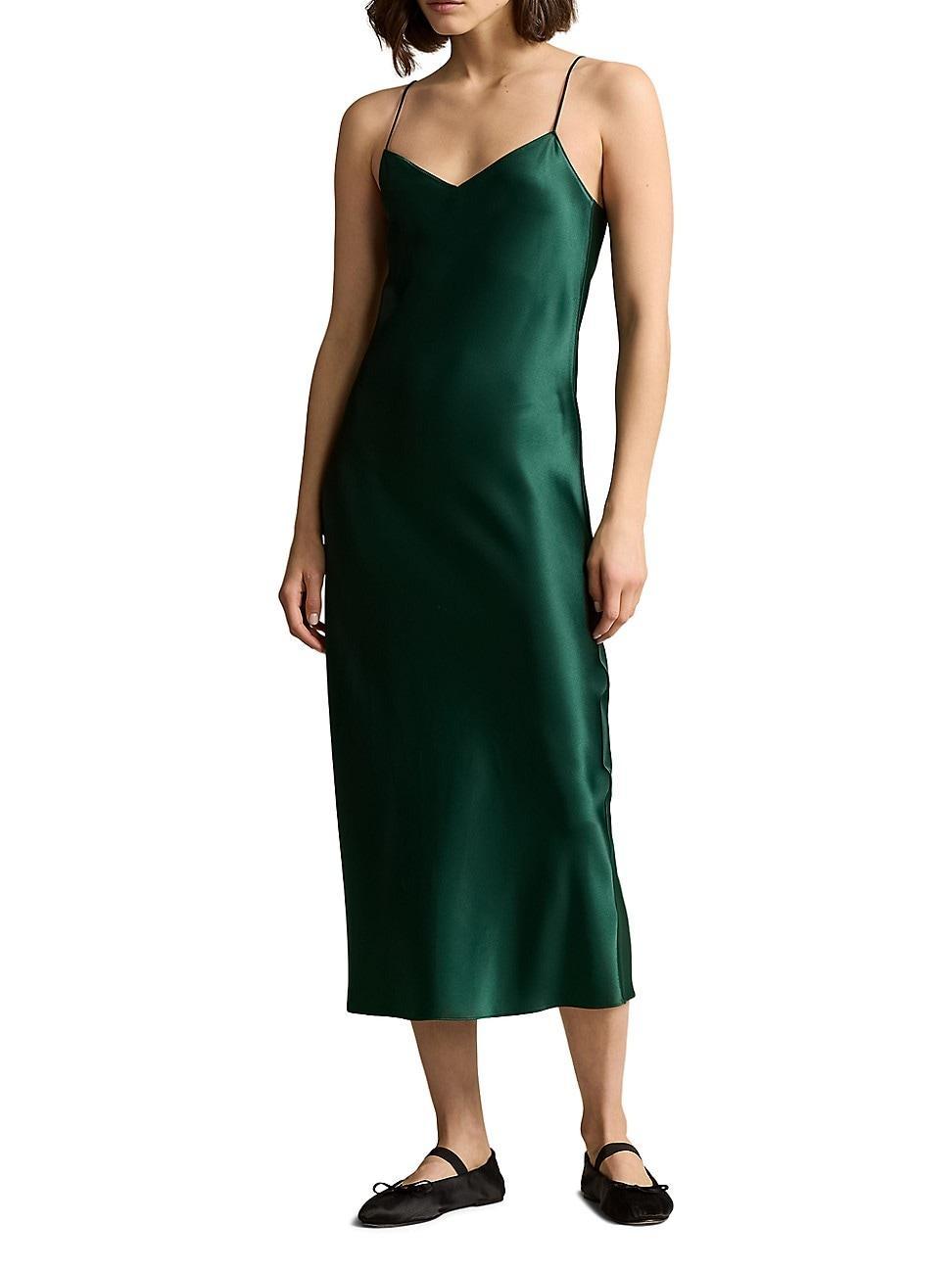 Womens Satin Midi Slip Dress Product Image