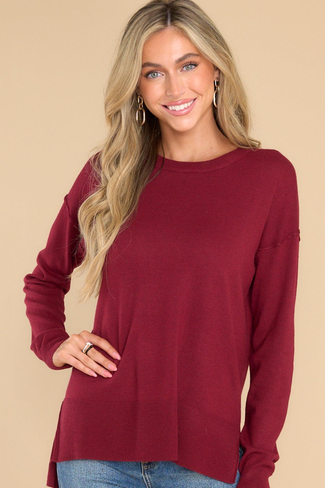 Bonfire Weekends Burgundy Sweater Product Image