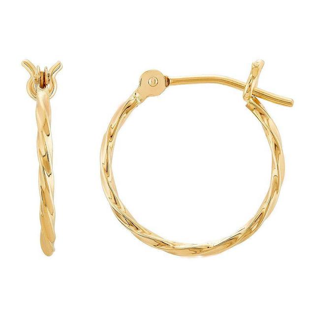 Everlasting Gold 10k Gold Square Twisted Hoop Earrings, Womens Product Image