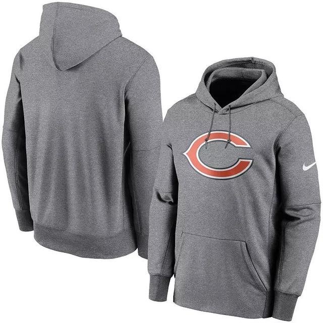 Mens Nike Heathered Charcoal Chicago Bears Fan Gear Primary Logo Therma Performance Pullover Hoodie Product Image