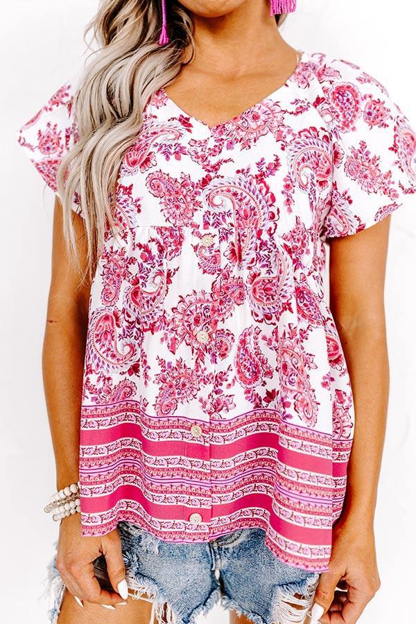 Blossom Boulevard Babydoll Top In Fuchsia Product Image