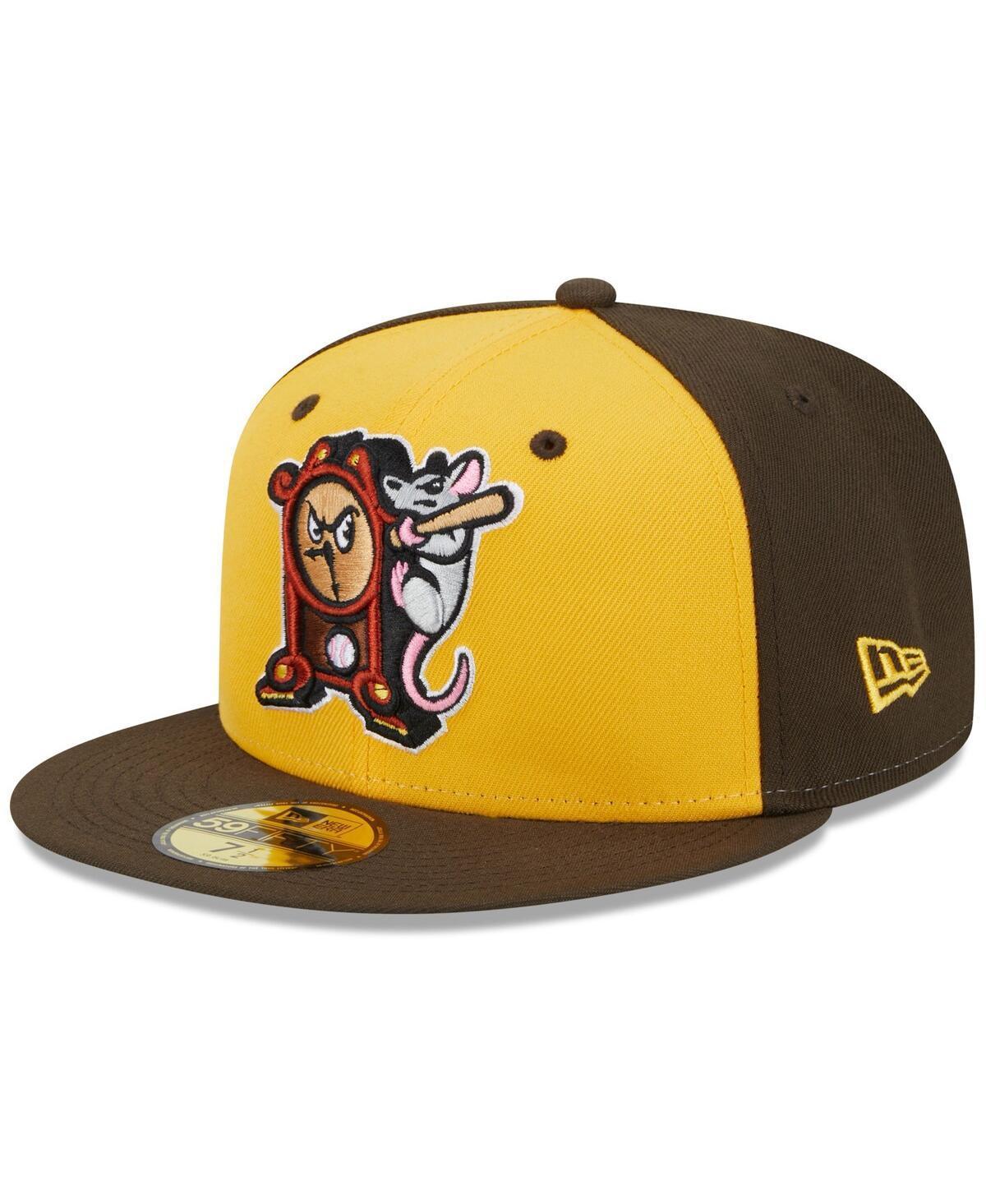 Mens New Era Yellow Hickory Crawdads Theme Nights Hickory Dickory Docks 59FIFTY Fitted Hat Product Image