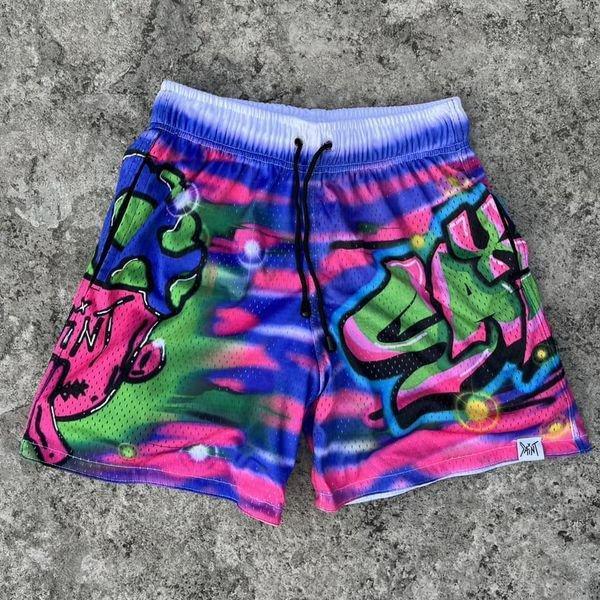 Street Sports Saint Cartoon Graphic Mesh Basketball Shorts Product Image