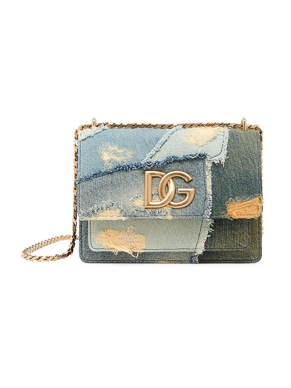 Womens Denim & Leather Crossbody Bag Product Image