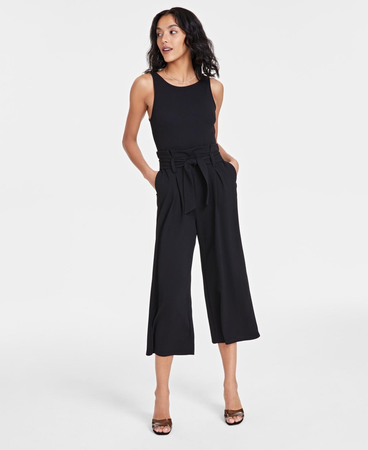 Women's Sleeveless Crewneck Tie-Waist Jumpsuit, Created for Macy's Product Image