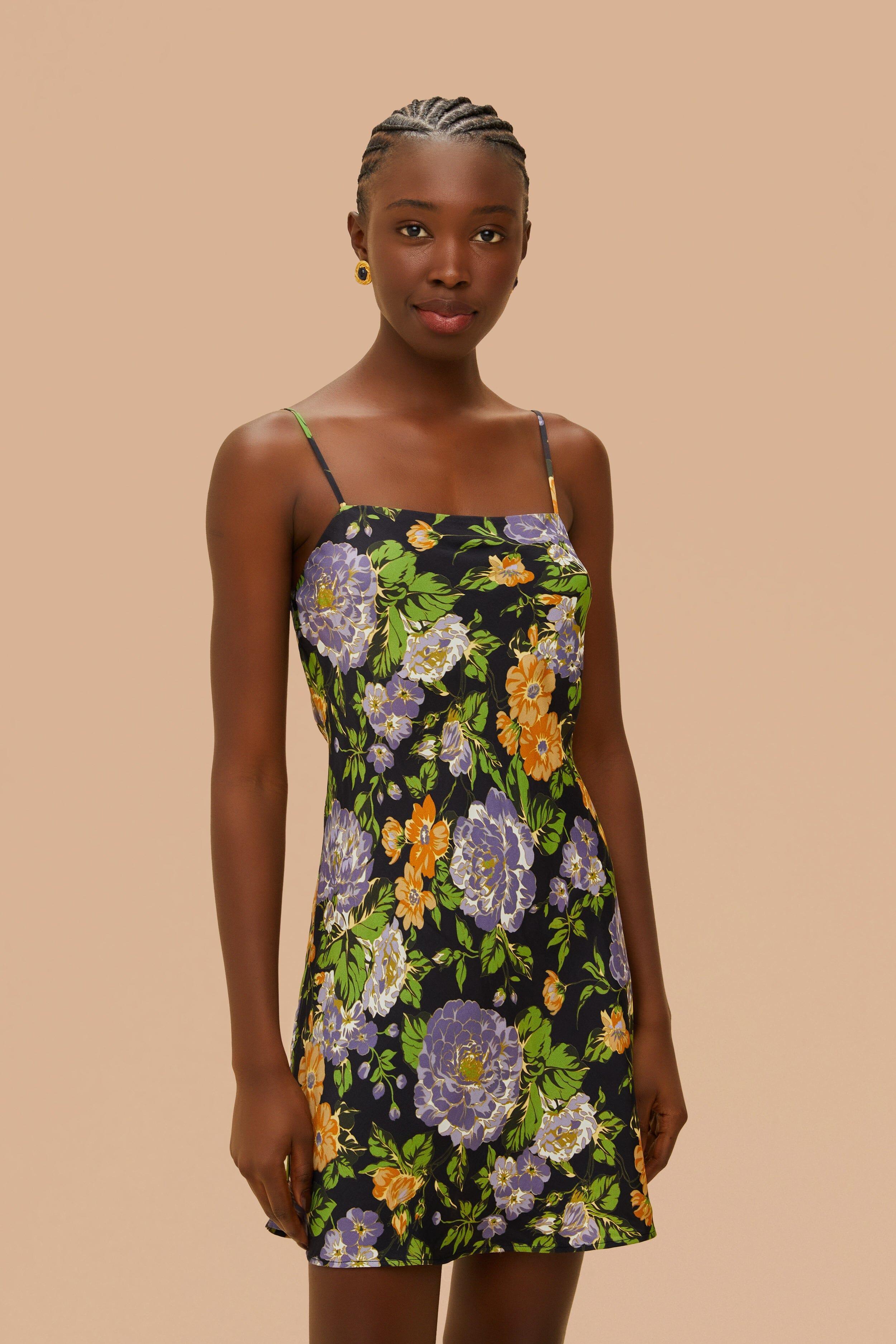 Capri Floral Black Sleveless Mini Dress Product Image