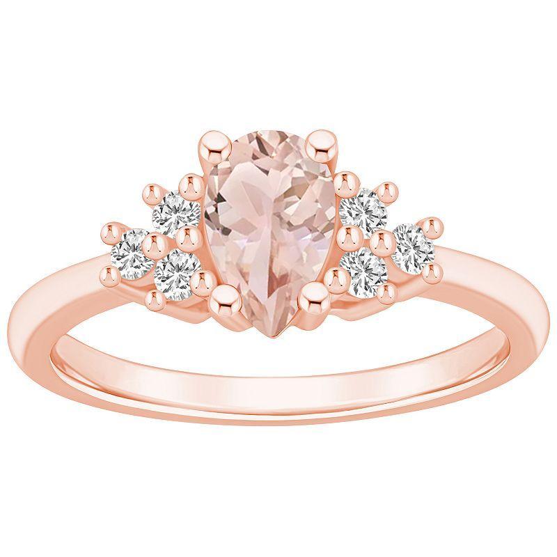 Alyson Layne 14k Rose Gold Pear Shape Morganite & 1/5 Carat T.W. Diamond Ring, Womens Pink Product Image