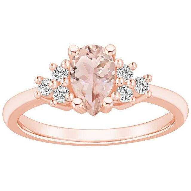 Alyson Layne 14k Rose Gold Pear Shape Morganite & 1/5 Carat T.W. Diamond Ring, Womens Product Image