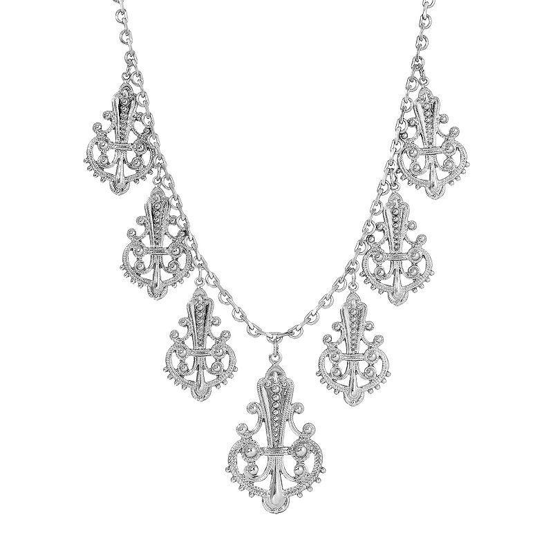 1928 Filigree Drop Necklace, Womens, Gray Product Image