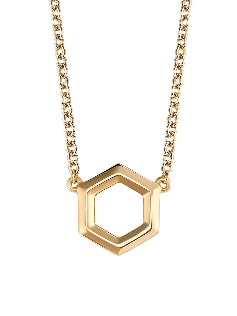 Womens Bee Chic 18K Yellow Gold Hexagon Pendant Necklace Product Image