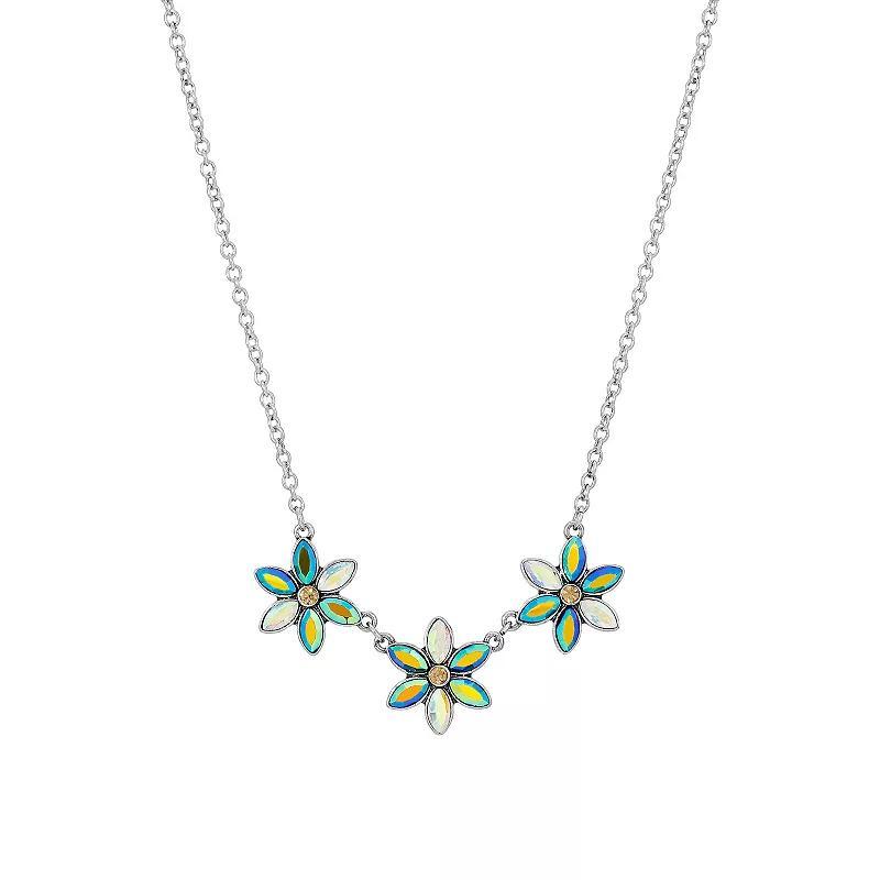 1928 Silver Tone Multi Color Flower Necklace, Womens Product Image