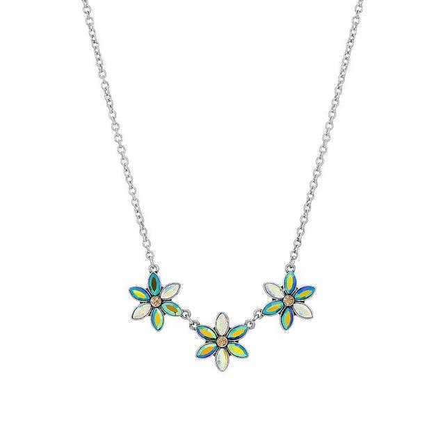 1928 Silver Tone Multi Color Flower Necklace, Womens Product Image