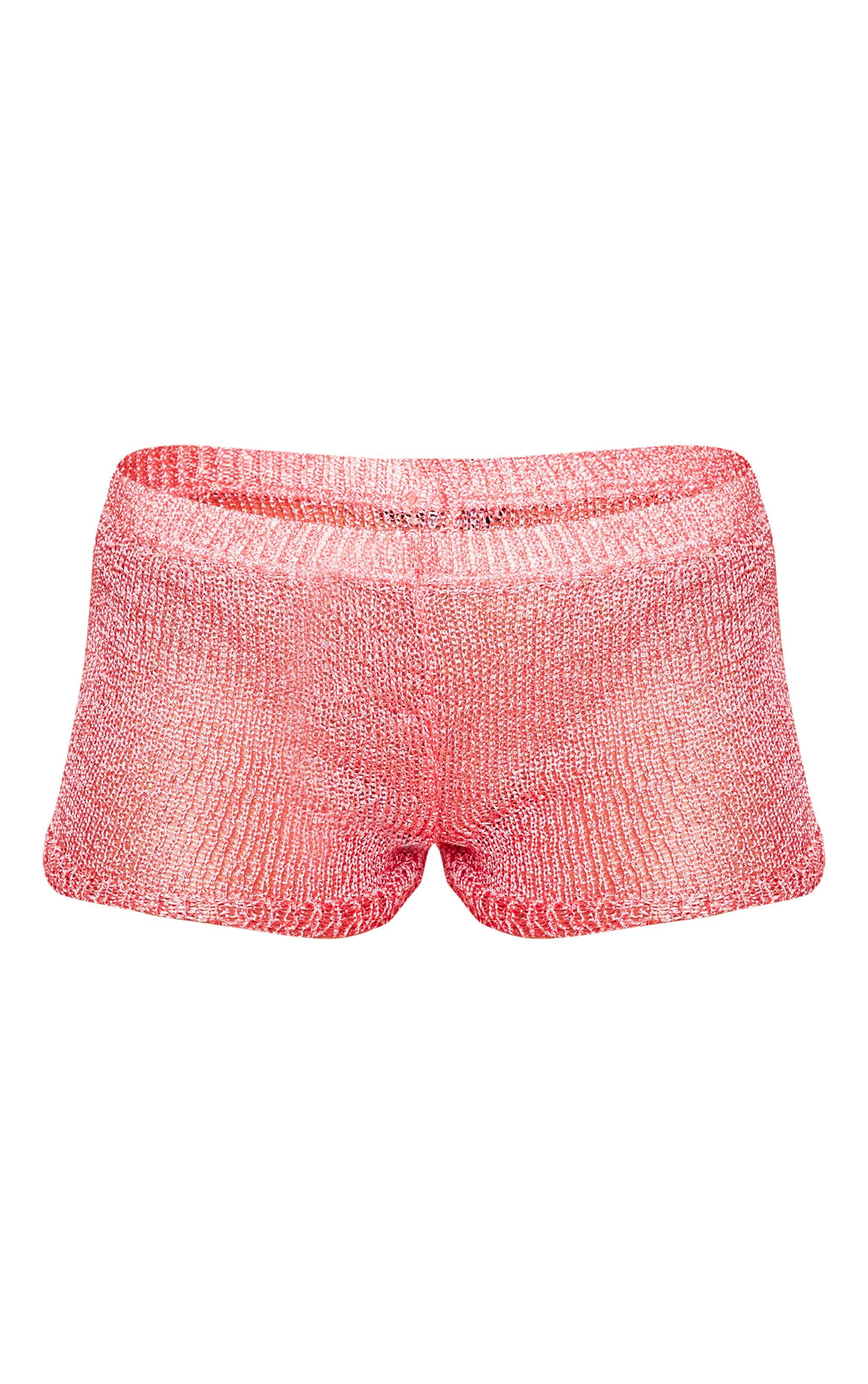 Coral Sequin Knit Mini Hot Pants Product Image