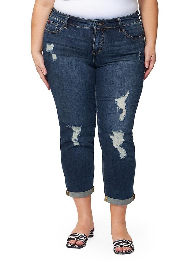 Womens Rolled Distressed Boyfriend Jeans Product Image