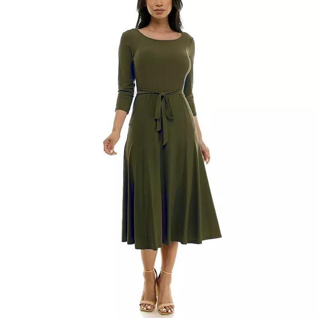 Womens Nina Leonard Sylvia Midi Dress with Sash Product Image