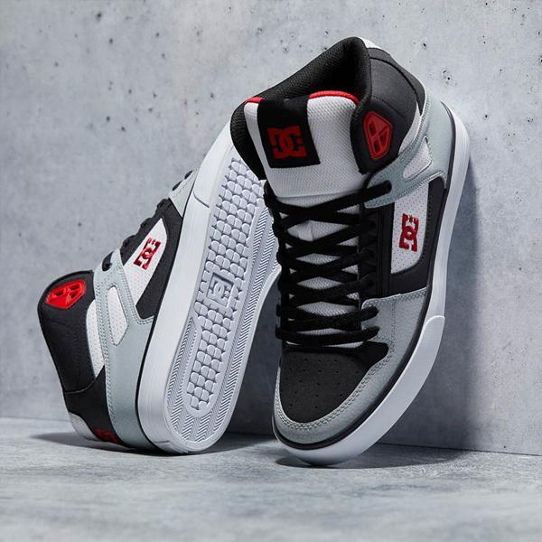 Mens DC Pure Hi Skate Shoe - Black / Grey / Red Product Image