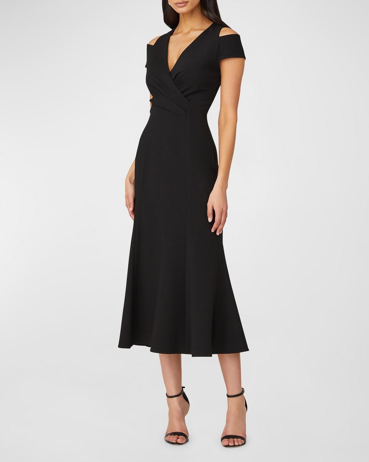 Cinzia Pleated Cold-Shoulder Midi Dress Product Image