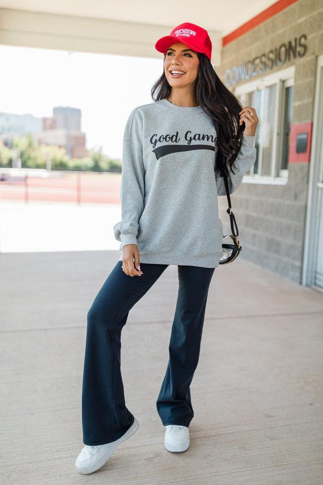 Good Game Light Grey Oversized Graphic Sweatshirt Product Image