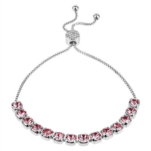 Brilliance Crystal Row Adjustable Bracelet, Womens Light Pink Product Image