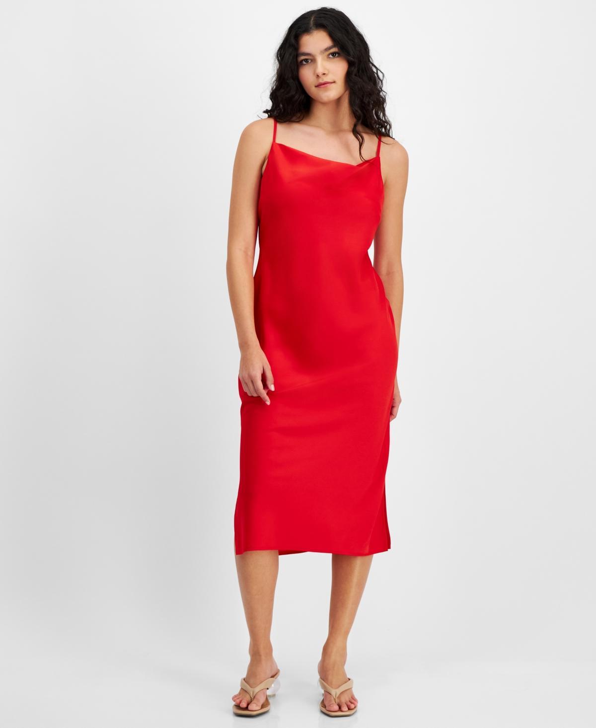 Bar Iii Womens Solid Cowlneck Slip Dress, Created for Macys Product Image