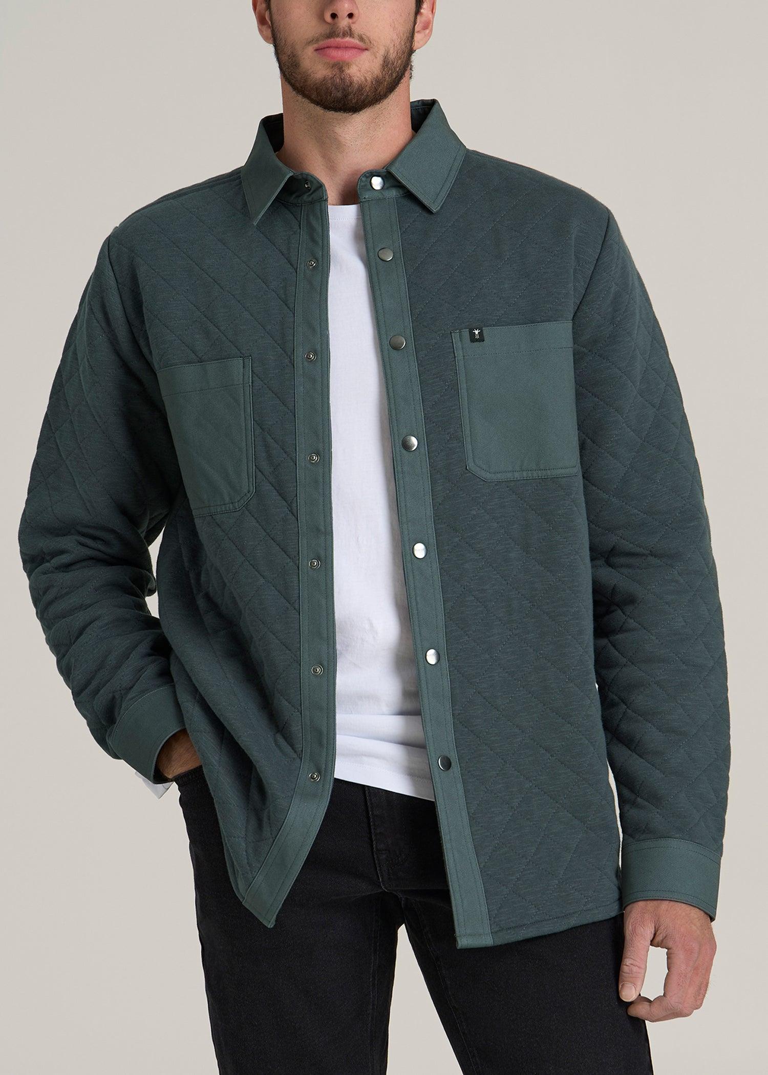 Quilted Shacket for Tall Men in Soft Green Male Product Image