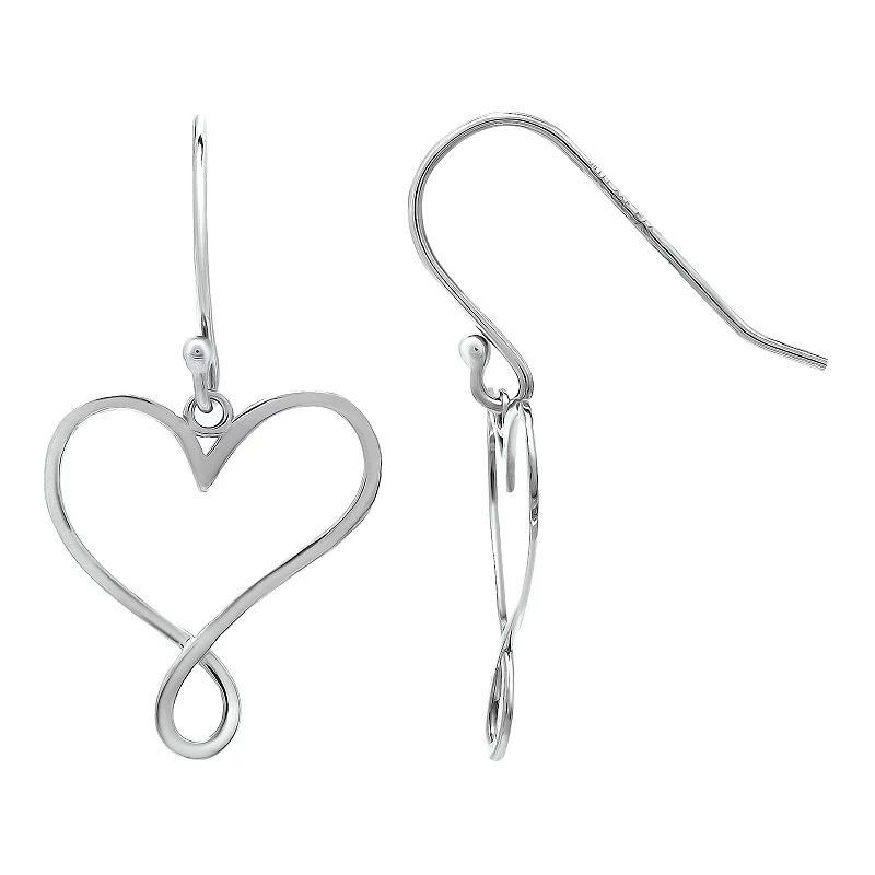 Aleure Precioso Infintiy Heart Fishhook Drop Earrings, Womens, Silver Product Image