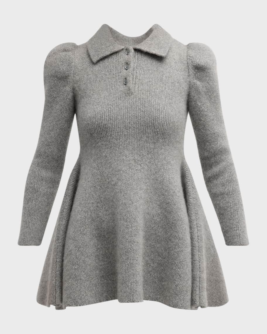 Long-Sleeve Cashmere Knit Mini Polo Dress product image