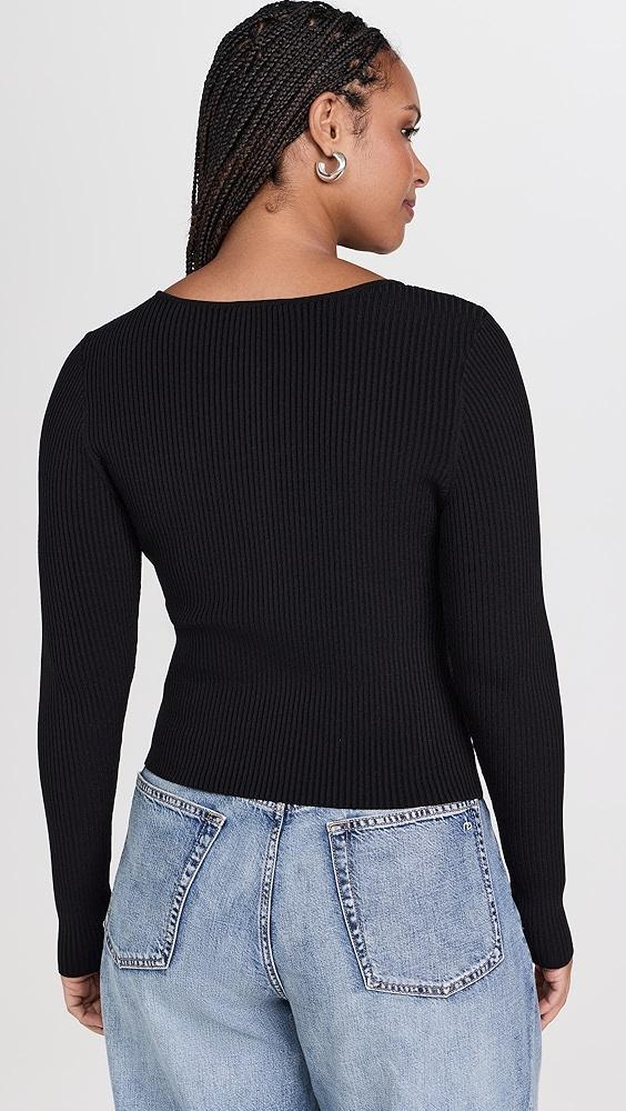 Good American Virgo Rib Zip Front Sweater | Shopbop Product Image