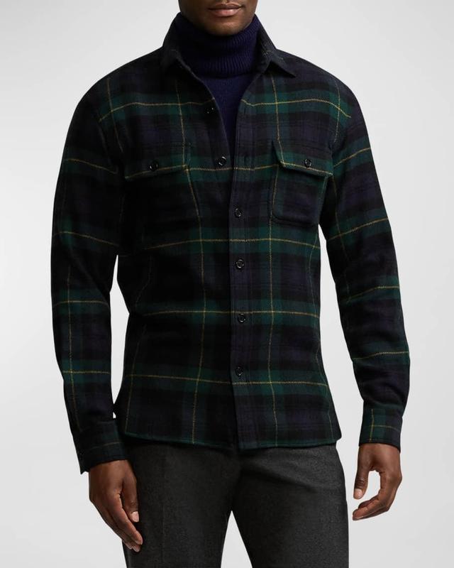 Men's James Plaid Wool-Cashmere Shirt Product Image