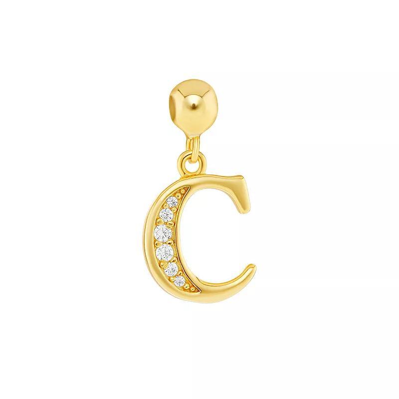 PRIMROSE 18k Gold Plated Pave Cubic Zirconia Initial Sliding Charm, Womens, Yellow Gold Tone L Product Image