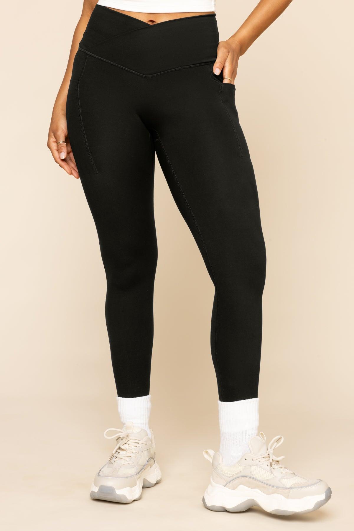 Crisscross Hourglass® Legging with Pockets (Soft Touch) - Black / 25" Product Image