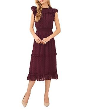 CeCe Clip Dot Flutter Sleeve Midi Dress Product Image